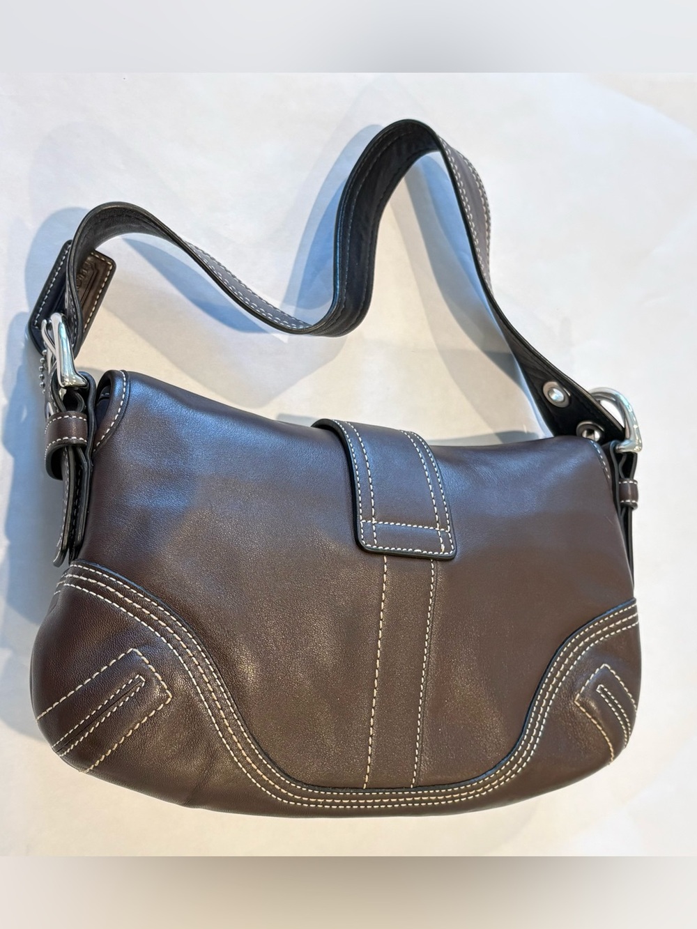 Coach SoHo Brown Leather Shoulder Bag (F10188) with Matching ID Card Holder - Picture 3 of 12